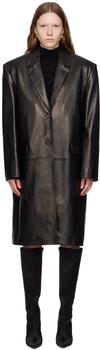 商品Magda Butrym | 黑色 Oversized 皮革夹克,商家SSENSE CN,价格¥27373图片