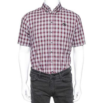 推荐Dsquared2 Red Checkered Cotton Button Front Shirt L商品