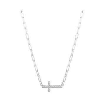 Unwritten | Silver Plated Crystal Cross Pendant Necklace, 16+2" Extender商品图片,5折×额外8折, 独家减免邮费, 额外八折