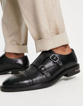 推荐Walk London Oliver monk shoes in black leather商品