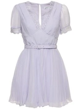 SELF-PORTRAIT Chiffon Mini Dress W/ Lace Detail