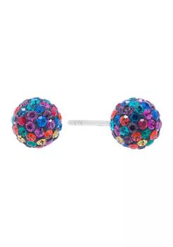 推荐Sterling Silver 8 Millimeter Multi Colored Crystal Ball Studs商品