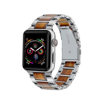 商品Posh Tech | Apple Watch 男士和女士银色不锈钢木纹替换表带,商家Macy's,价格¥308图片