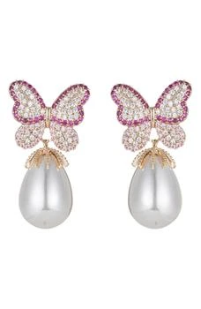 EYE CANDY LOS ANGELES | Jaci CZ Butterfly & Imitation Pearl Drop Earrings,商家Nordstrom Rack,价格¥162