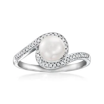 Ross-Simons | Ross-Simons 6.5-7mm Cultured Pearl and . Diamond Swirl Ring in Sterling Silver,商家Premium Outlets,价格¥1083