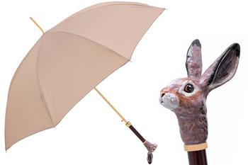 商品Pasotti Umbrellas | Pasotti 葩莎帝  卡其色珐琅彩绘野兔手柄,商家Unineed,价格¥1102图片