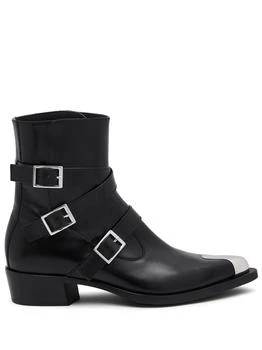 推荐ALEXANDER MCQUEEN - Buckled Leather Ankle Boots商品