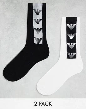 推荐Emporio Armani Bodywear 2 pack ankle socks in white商品