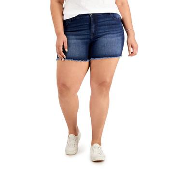 Celebrity Pink, Celebrity Pink | Trendy Plus Size Frayed-Hem Denim Shorts商品图片 6折×额外8折, 额外八折