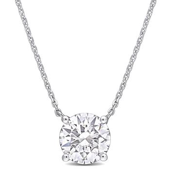 Julianna B | 14k White Gold Moissanite Solitaire Necklace商品图片,5.9折