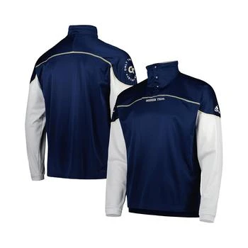 Adidas | Men's Navy GA Tech Yellow Jackets AEROREADY Knit Quarter-Snap Jacket 7.4折