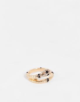 推荐ASOS DESIGN ring with wrap snake design in gold tone商品