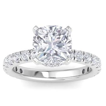 SSELECTS | 5 Carat Cushion Cut Lab Grown Diamond Hidden Halo Engagement Ring In 14k White Gold (g-h, Vs2),商家Premium Outlets,价格¥36417