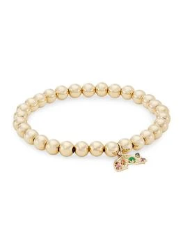 Sydney Evan | Rainbow 14K Yellow Gold & Multi-Gemstone Beaded Stretch Bracelet,商家Saks Fifth Avenue,价格¥9707