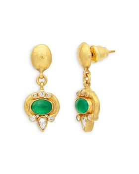 商品18-24K Yellow Gold Emerald & Diamond Mini Muse Drop Earrings图片