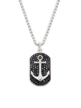 Effy | Sterling Silver & Black Spinel Anchor Pendant Necklace商品图片,8折