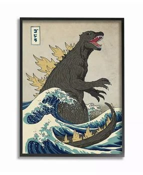 Stupell Industries | Godzilla in The Waves Eastern Poster Style Illustration Framed Giclee Texturized Art, 16" L x 20" H,商家Macy's,价格¥741