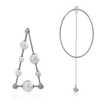 Burberry | Faux Pearl Triangle Palladium-plated Drop Earrings In Palladio商品图片,2.4折, 满$275减$25, 满减