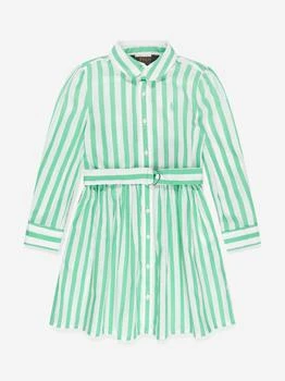 推荐Girls Hadlee Striped Shirt Dress in Green商品
