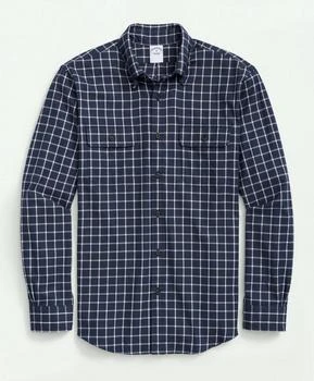 Brooks Brothers | Brushed Cotton-Cashmere Checked Chest-Pocket Sport Shirt 6.9折