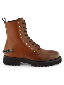 推荐Curb Link Leather Combat Boots商品