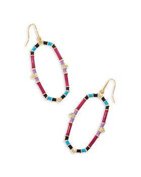 推荐Essie Mixed Color Open Frame Drop Earrings in 14K Gold Plated商品