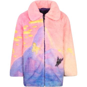 推荐Faux fur jacket pegasus print in pink and blue商品