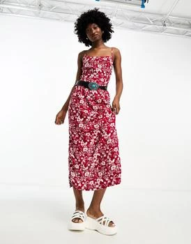 Motel | Motel bold floral maxi cami dress in berry red 4.5折