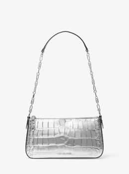 Empire Medium Metallic Crocodile Embossed Leather Chain-Link Pochette