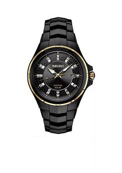精工男表正品, Seiko | Men's Black Stainless Steel Coutura Diamond-Accent Bracelet Watch商品图片 