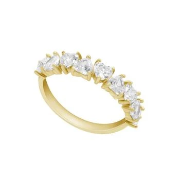 Gold Plated Clear Cubic Zirconia Heart Row Band Ring,价格$17.96