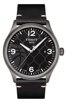 Tissot | Men's Gent XL 3x3 Street Basketball Leather Strap Watch, 42mm,商家Nordstrom Rack,价格¥1664