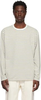 Nanamica | Taupe & White Striped Long Sleeve T-Shirt 7折