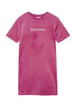 Juicy Couture | KIDS Pink logo glittered velour T-shirt dress (3-7 years)商品图片,