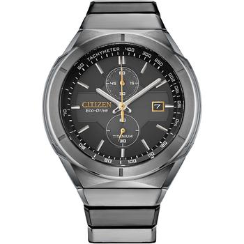 Citizen | Men's Chronograph Armor Eco-Drive Silver-Tone Titanium Bracelet Watch 44mm商品图片,6.8折