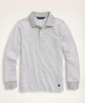 推荐Boys Long-Sleeve Feeder Stripe Polo Shirt商品