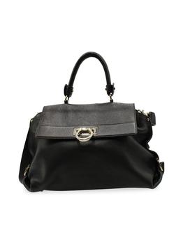 gancini, [二手商品] Salvatore Ferragamo | Salvatore Ferragamo Sofia Satchel Bag With Gancini Closure In Black Calfskin Leather商品图片 