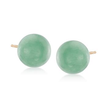 商品Ross-Simons | Ross-Simons 10mm Jade Stud Earrings in 14kt Yellow Gold,商家Premium Outlets,价格¥913图片