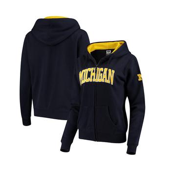 推荐Women's Stadium Athletic Navy Michigan Wolverines Arched Name Full-Zip Hoodie商品