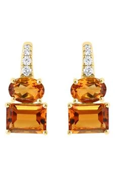 Effy | 14K Gold Diamond & Citrine Drop Earrings,商家Nordstrom Rack,价格¥5227