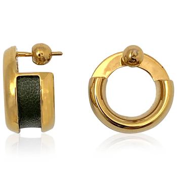 Burberry | Leather & Bronze Grommet Hoop Earrings商品图片,7折, 满$275减$25, 满减