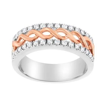 Haus of Brilliance | 10K White and Rose Gold 1/3 Cttw Diamond Split Shank and Infinity Ribbon Band Ring,商家Premium Outlets,价格¥5878