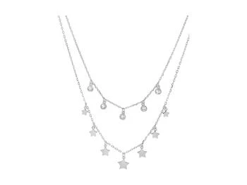 Sterling Forever | Bezel CZ and Star Layered Necklace 