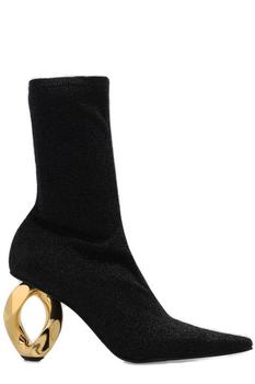 JW Anderson | JW Anderson Chain Heel Pointed Toe Sock Boots商品图片,8.6折