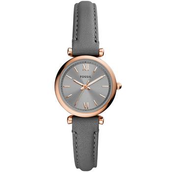 Fossil | Women's Carlie Mini Gold-Tone Brown Leather Strap Watch 28mm商品图片,7折