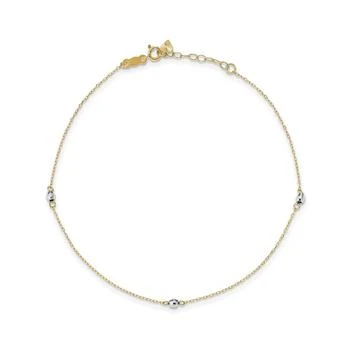 Macy's | Reflective Beaded (3 mm) Anklet in 14k Yellow and White Gold,商家Macy's,价格¥2231