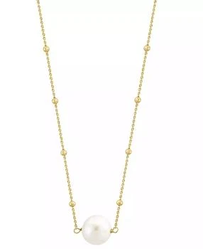 Effy | EFFY® Freshwater Pearl (10mm) & Polished Bead 16" Pendant Necklace in Gold-Plated Sterling Silver,商家Macy's,价格¥671