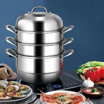 Hivvago | 3 Tier Stainless Steel Cookware Pot Saucepot Steamer,商家Premium Outlets,价格¥447