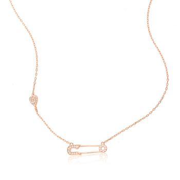 product Adornia Safety Pin Heart Necklace 14k Rose Gold Vermeil image