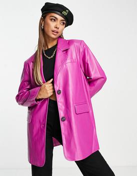 VERO MODA怎么样, VERO MODA | Vero Moda faux leather chuck on jacket in pink商品图片 